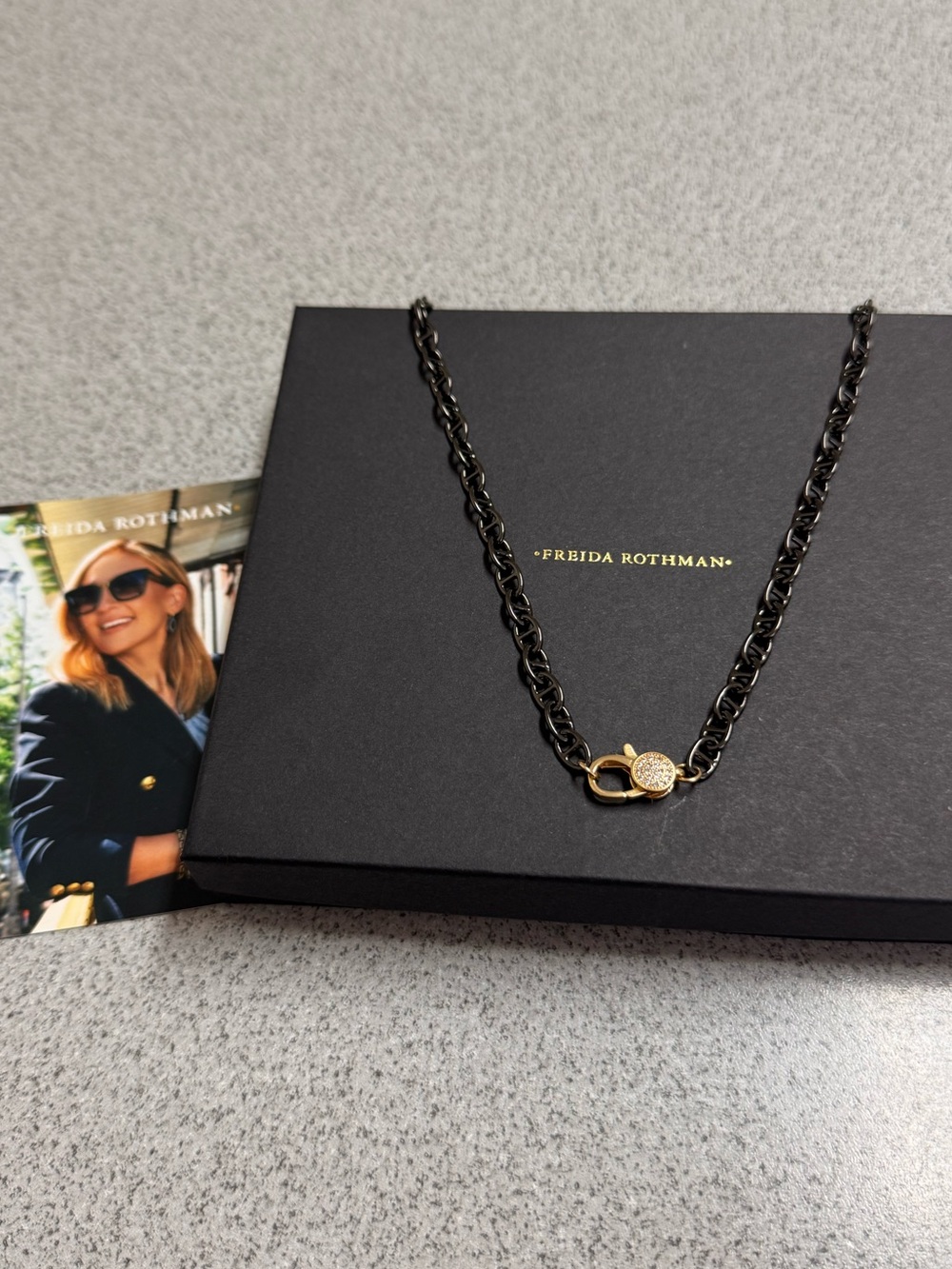Black Mariner Link Chain with Gold Pave Lobster Clasp